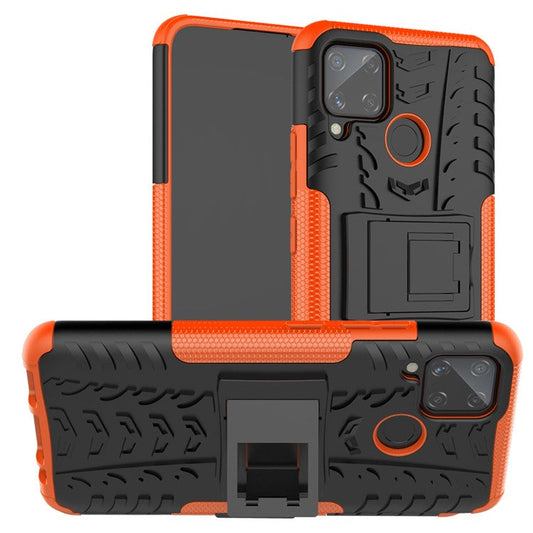 Cool Tyre PC + TPU Hybrid Shell with Kickstand Cover for Realme C15/C11 - Orange