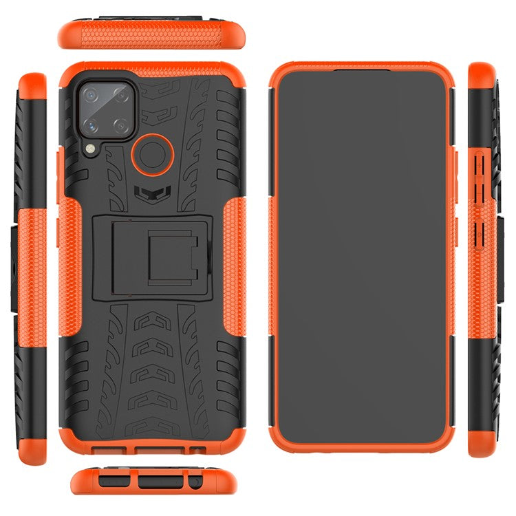 Cool Tyre PC + TPU Hybrid Shell with Kickstand Cover for Realme C15/C11 - Orange