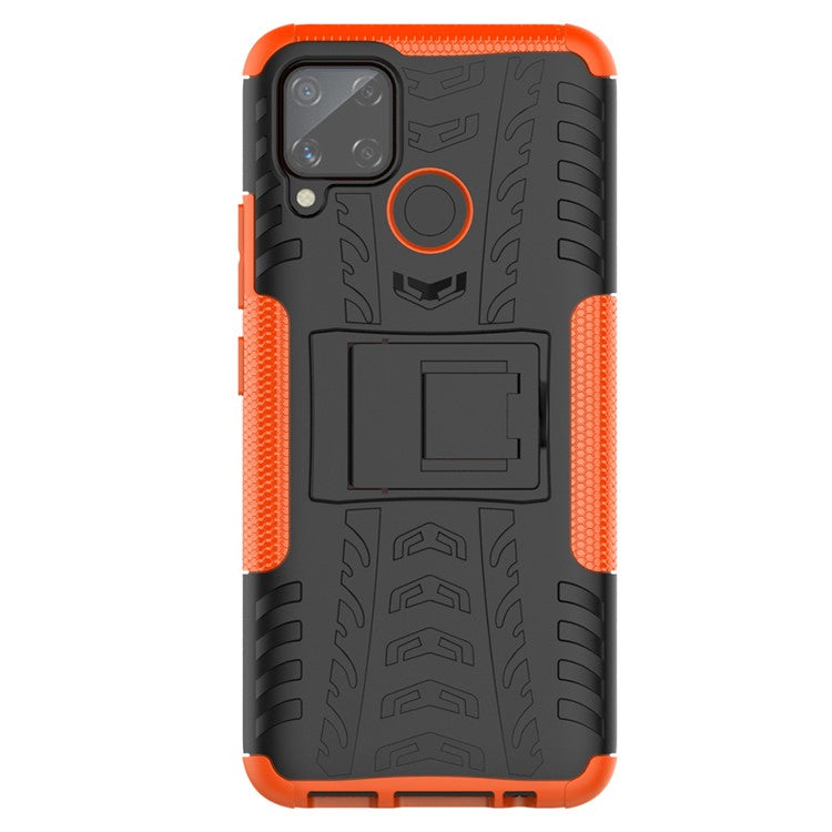 Cool Tyre PC + TPU Hybrid Shell with Kickstand Cover for Realme C15/C11 - Orange