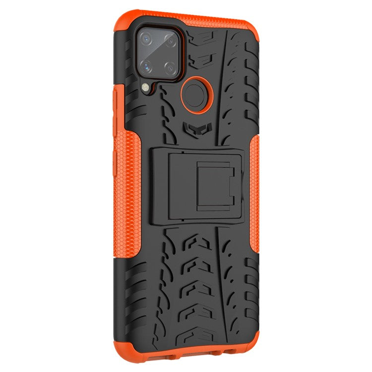 Cool Tyre PC + TPU Hybrid Shell with Kickstand Cover for Realme C15/C11 - Orange