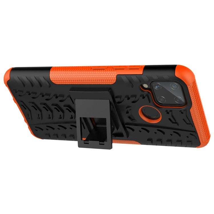 Cool Tyre PC + TPU Hybrid Shell with Kickstand Cover for Realme C15/C11 - Orange
