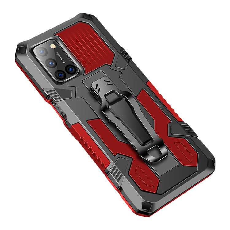 Phone Cover Plastic + TPU Hybrid Shell with Kickstand for Oppo A72 - Red