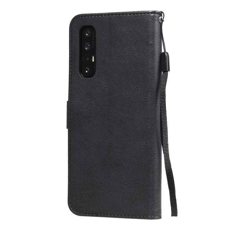 KT Leather Series-2 Solid ColorWallet Stand Leather Shell with Strap for Oppo Reno3 Pro 5G / Find X2 Neo (Overseas Version) - Black