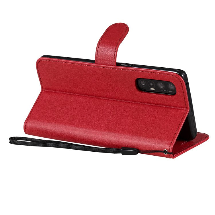 KT Leather Series-2 Solid ColorWallet Stand Leather Shell with Strap for Oppo Reno3 Pro 5G / Find X2 Neo (Overseas Version) - Red