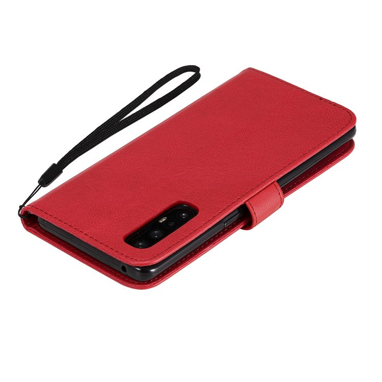 KT Leather Series-2 Solid ColorWallet Stand Leather Shell with Strap for Oppo Reno3 Pro 5G / Find X2 Neo (Overseas Version) - Red
