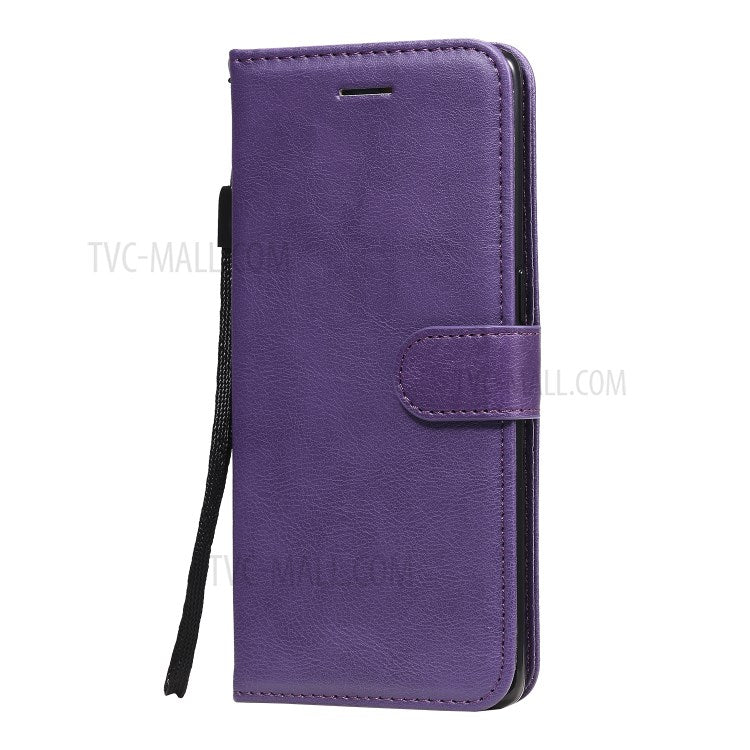 KT Leather Series-2 Solid ColorWallet Stand Leather Shell with Strap for Oppo Reno3 Pro 5G / Find X2 Neo (Overseas Version) - Purple