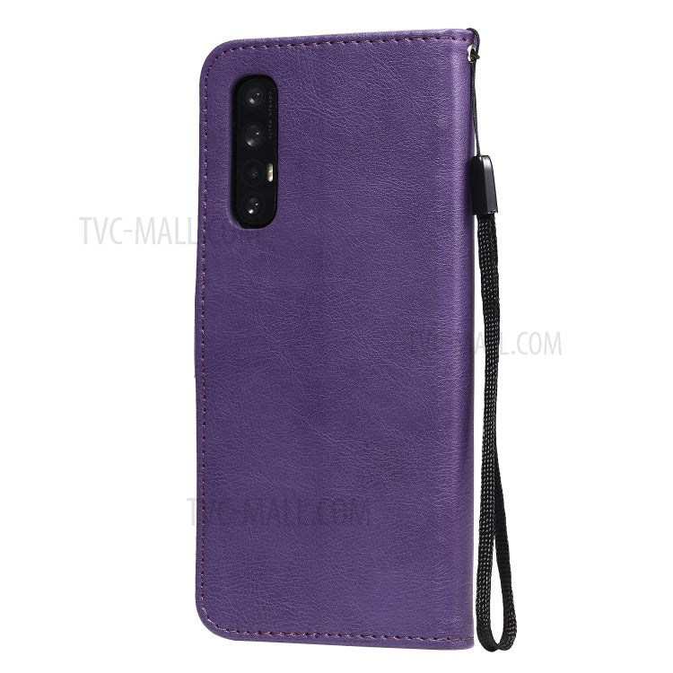 KT Leather Series-2 Solid ColorWallet Stand Leather Shell with Strap for Oppo Reno3 Pro 5G / Find X2 Neo (Overseas Version) - Purple
