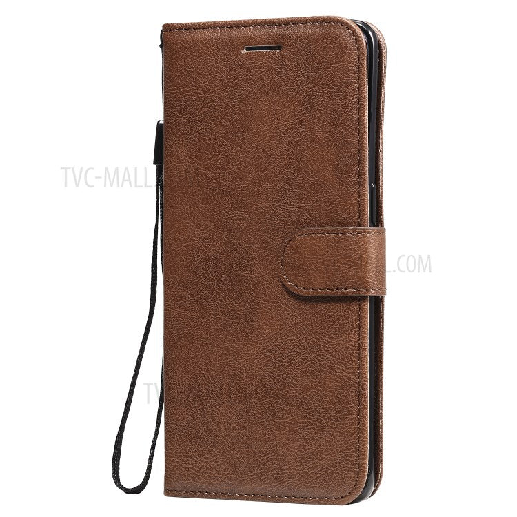 KT Leather Series-2 Solid ColorWallet Stand Leather Shell with Strap for Oppo Reno3 Pro 5G / Find X2 Neo (Overseas Version) - Brown
