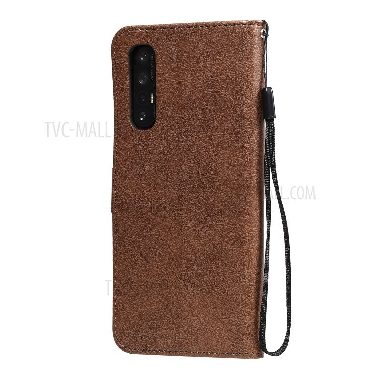 KT Leather Series-2 Solid ColorWallet Stand Leather Shell with Strap for Oppo Reno3 Pro 5G / Find X2 Neo (Overseas Version) - Brown
