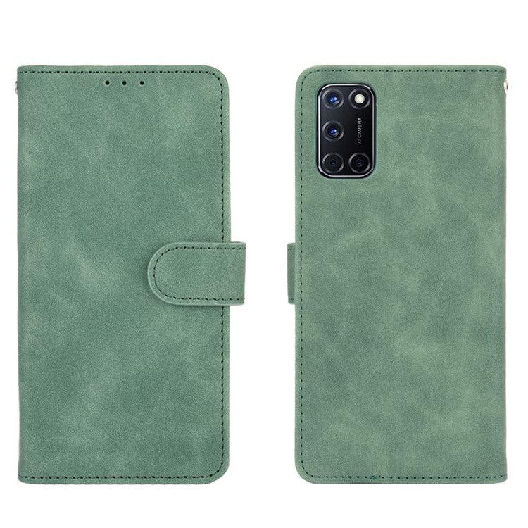Skin-touch Wallet Stand Flip Leather Phone Cover for OPPO A52/A72/A92 - Green