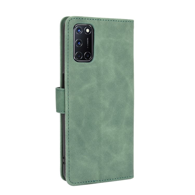 Skin-touch Wallet Stand Flip Leather Phone Cover for OPPO A52/A72/A92 - Green