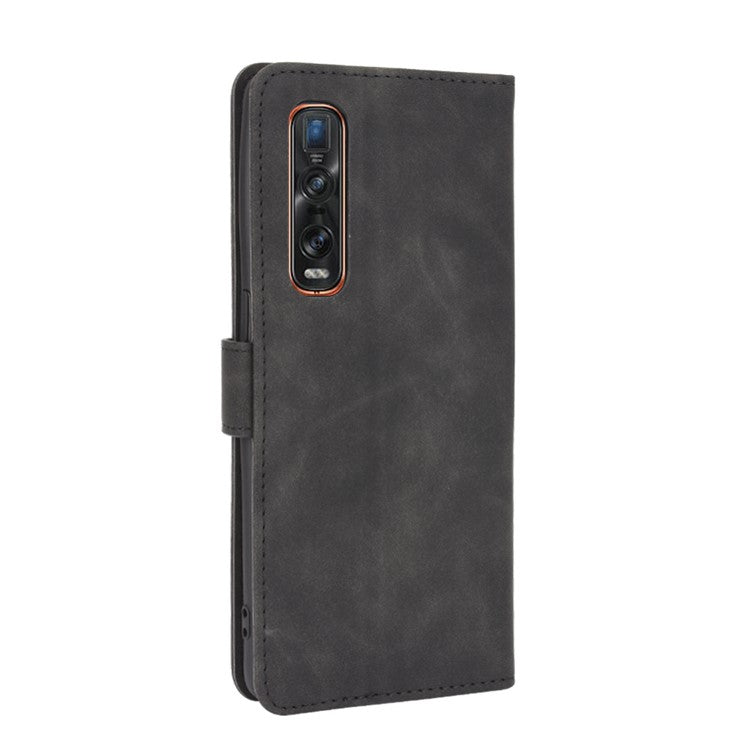 Skin-touch PU Leather Wallet Cell Phone Case for Oppo Find X2 Pro - Black