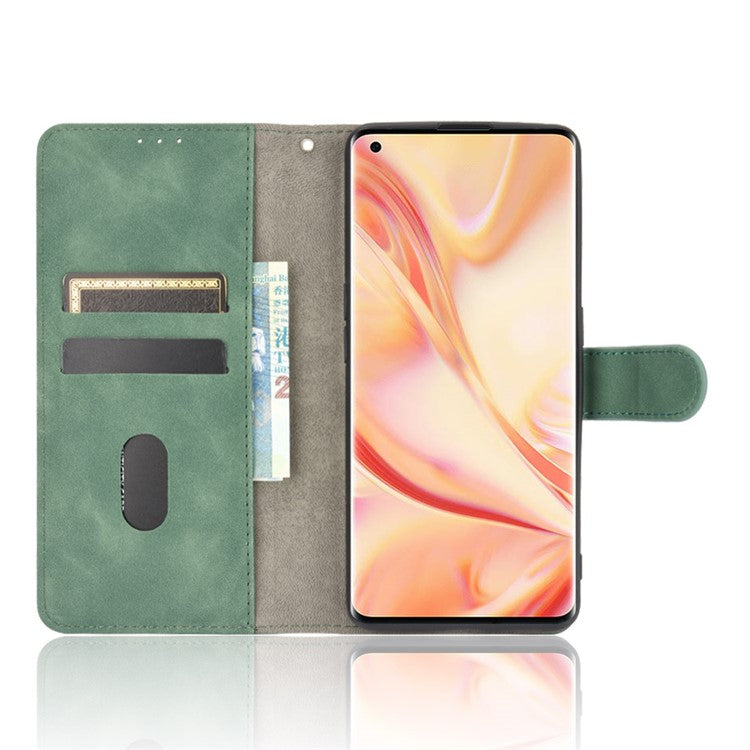 Skin-touch PU Leather Wallet Cell Phone Case for Oppo Find X2 Pro - Green