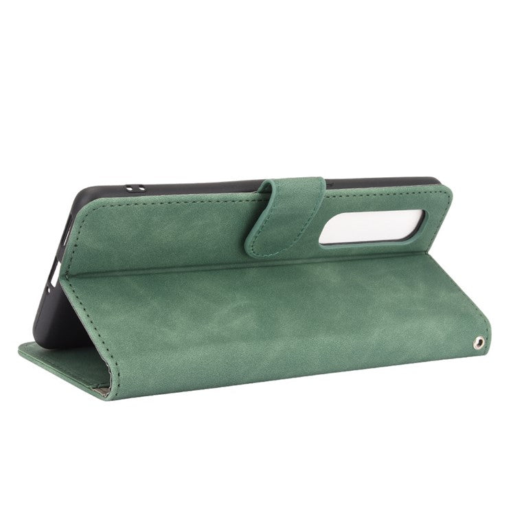 Skin-touch PU Leather Wallet Cell Phone Case for Oppo Find X2 Pro - Green