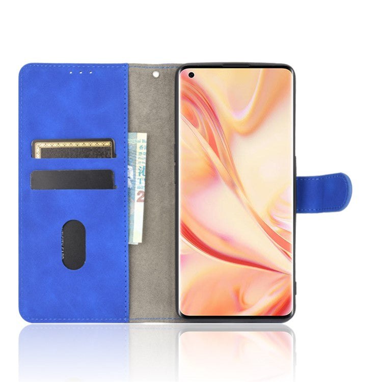 Skin-touch PU Leather Wallet Cell Phone Case for Oppo Find X2 Pro - Blue