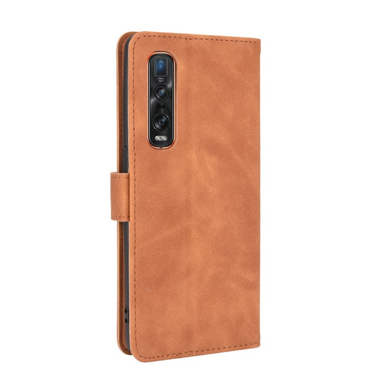 Skin-touch PU Leather Wallet Cell Phone Case for Oppo Find X2 Pro - Brown