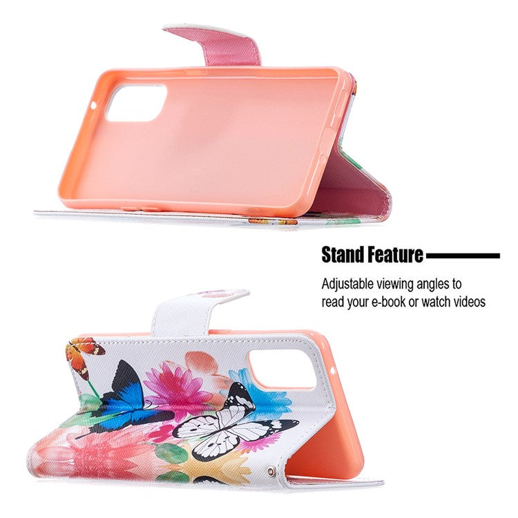Pattern Printing Leather Wallet Protective Case for Oppo Reno4 5G - Butterflies