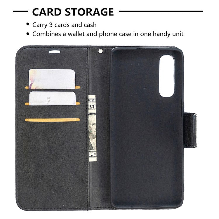 With Wallet Leather Shell Unique Design Case for Oppo Find X2 Neo - Black