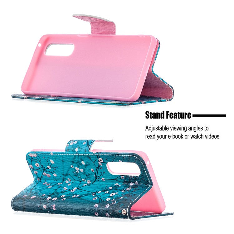 Pattern Printing Skin Magnetic Leather with Wallet Case for Oppo Find X2 Neo - Tree with Flowers