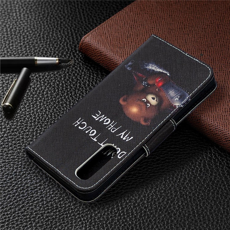 Pattern Printing Skin Magnetic Leather with Wallet Case for Oppo Find X2 Neo - Bear and Its Warnings