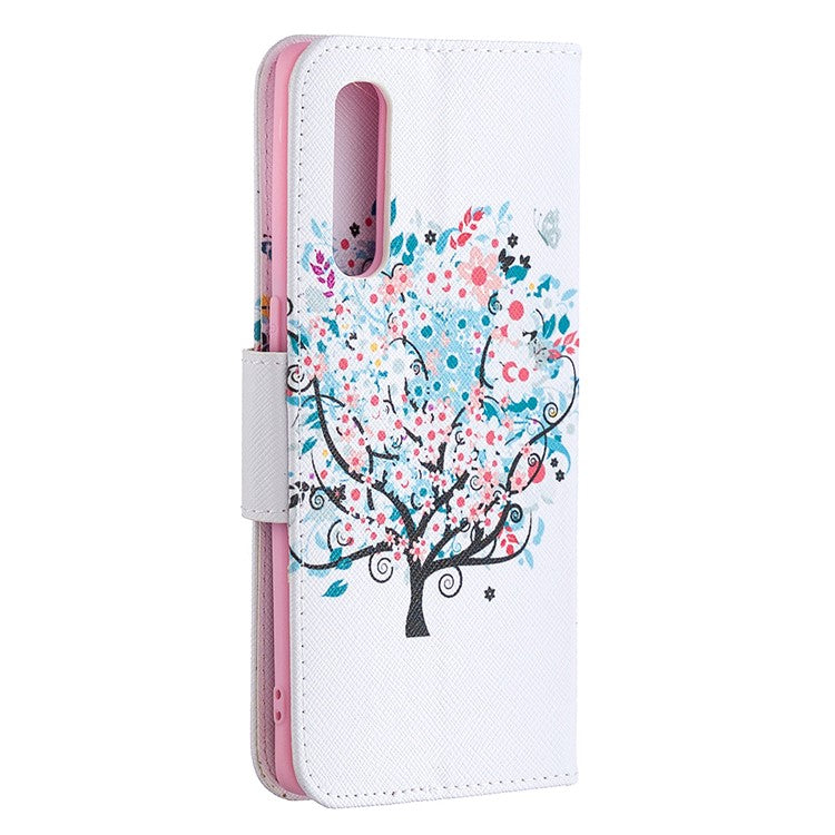 Pattern Printing Skin Magnetic Leather with Wallet Case for Oppo Find X2 Neo - Flowered Tree