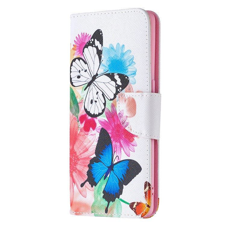 Pattern Printing Skin Magnetic Leather with Wallet Case for Oppo Find X2 Neo - Vivid Butterflies