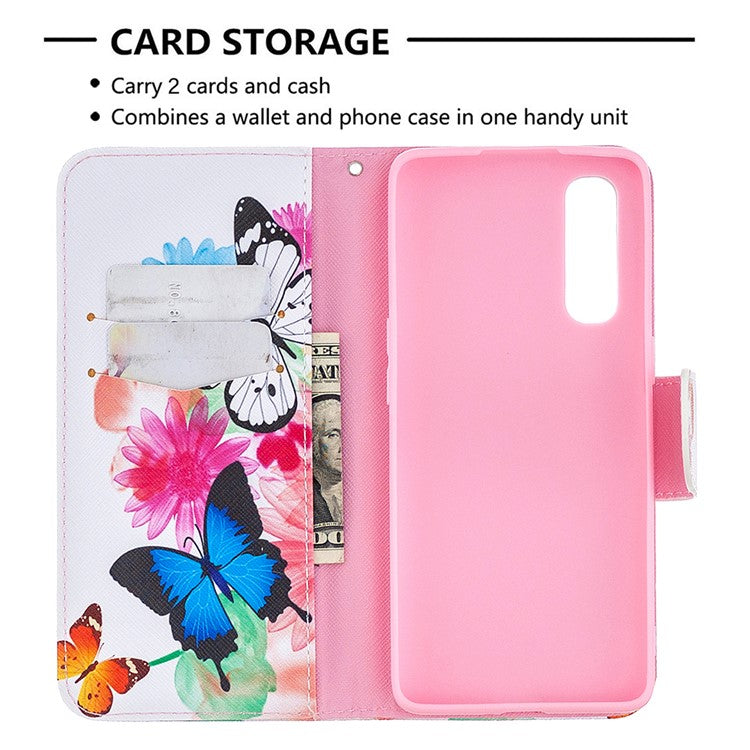 Pattern Printing Skin Magnetic Leather with Wallet Case for Oppo Find X2 Neo - Vivid Butterflies