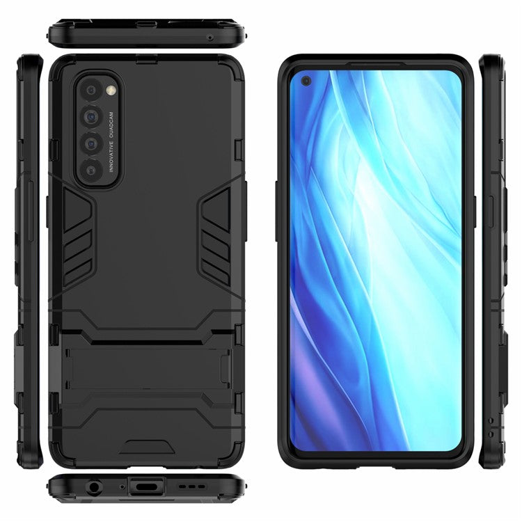 PC + TPU Cover with Kickstand for Oppo Reno4 Pro 4G - Black