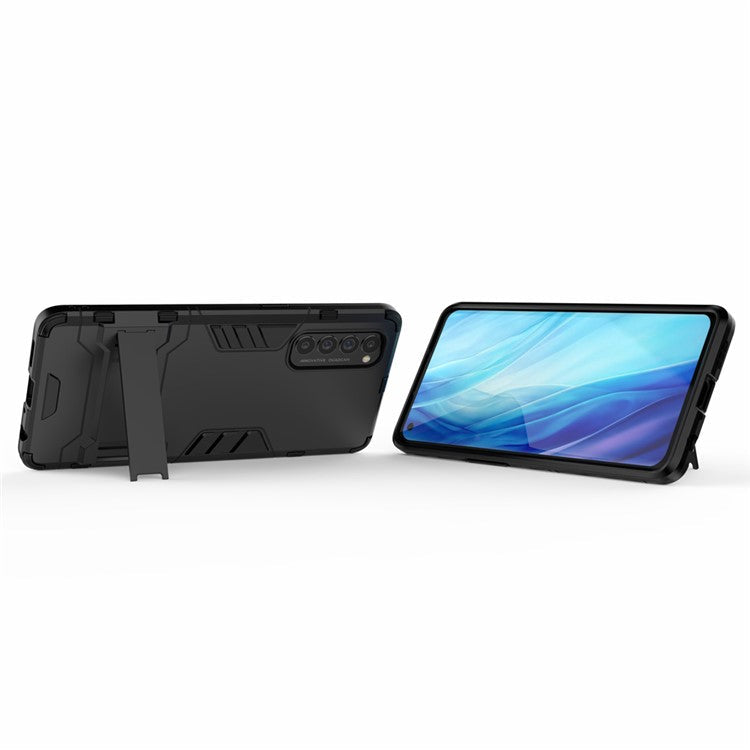 PC + TPU Cover with Kickstand for Oppo Reno4 Pro 4G - Black