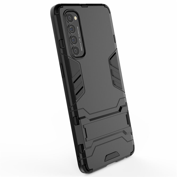 PC + TPU Cover with Kickstand for Oppo Reno4 Pro 4G - Black