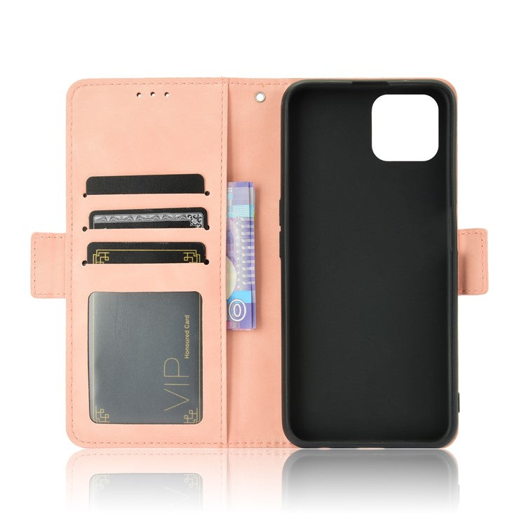 Multiple Card Slots Leather Shell Wallet Cell Phone Cover for OPPO A92s/Reno4 Z 5G with Multi-Angle Stand - Pink