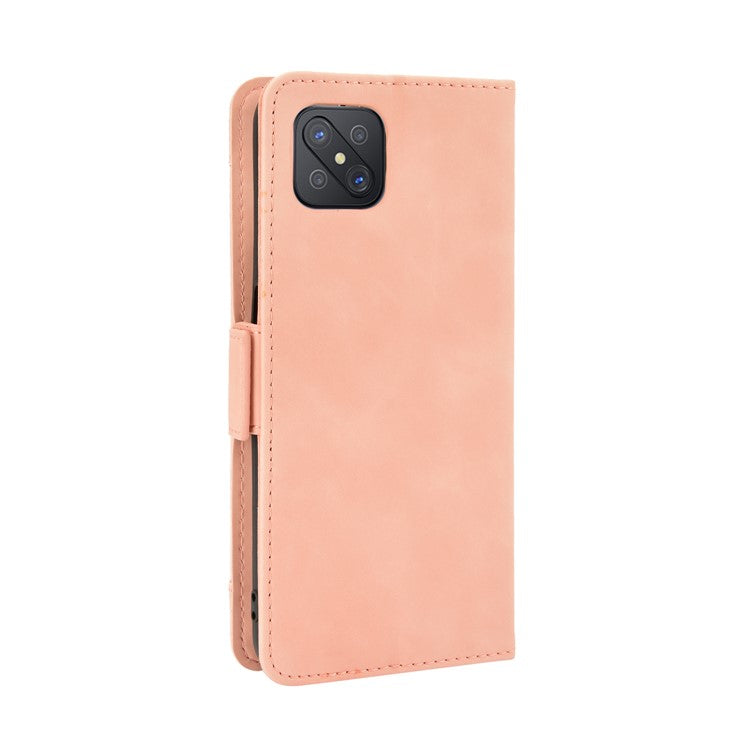 Multiple Card Slots Leather Shell Wallet Cell Phone Cover for OPPO A92s/Reno4 Z 5G with Multi-Angle Stand - Pink