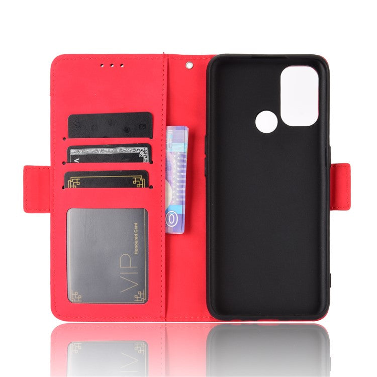 Multiple Card Slots Leather with Wallet Cell Phone Cover for Oppo A53/A32 (2020) - Red