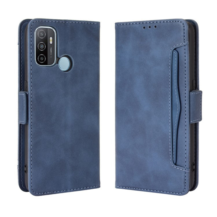 Multiple Card Slots Leather with Wallet Cell Phone Cover for Oppo A53/A32 (2020) - Blue
