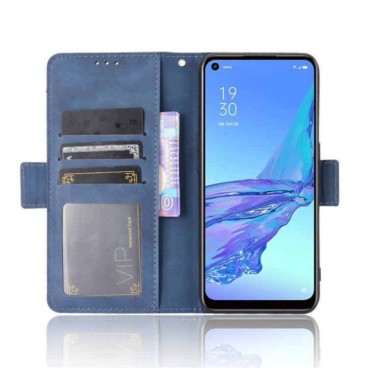Multiple Card Slots Leather with Wallet Cell Phone Cover for Oppo A53/A32 (2020) - Blue