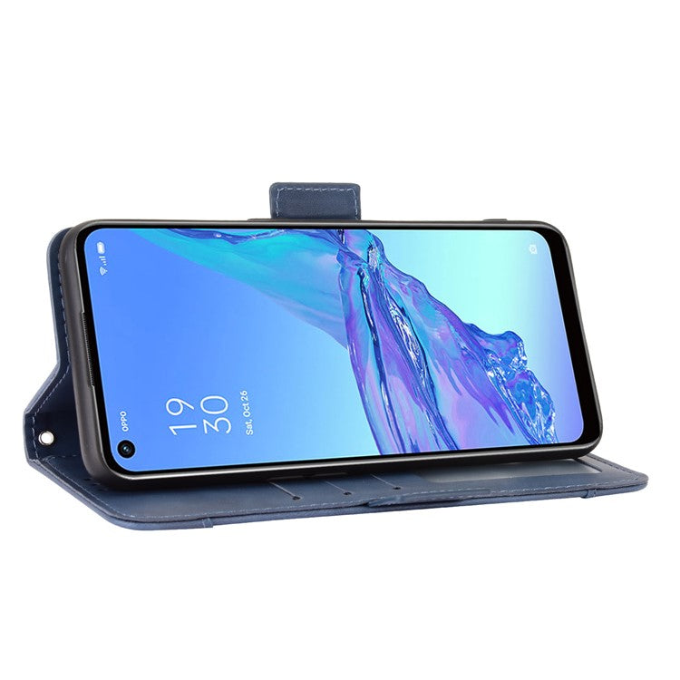 Multiple Card Slots Leather with Wallet Cell Phone Cover for Oppo A53/A32 (2020) - Blue