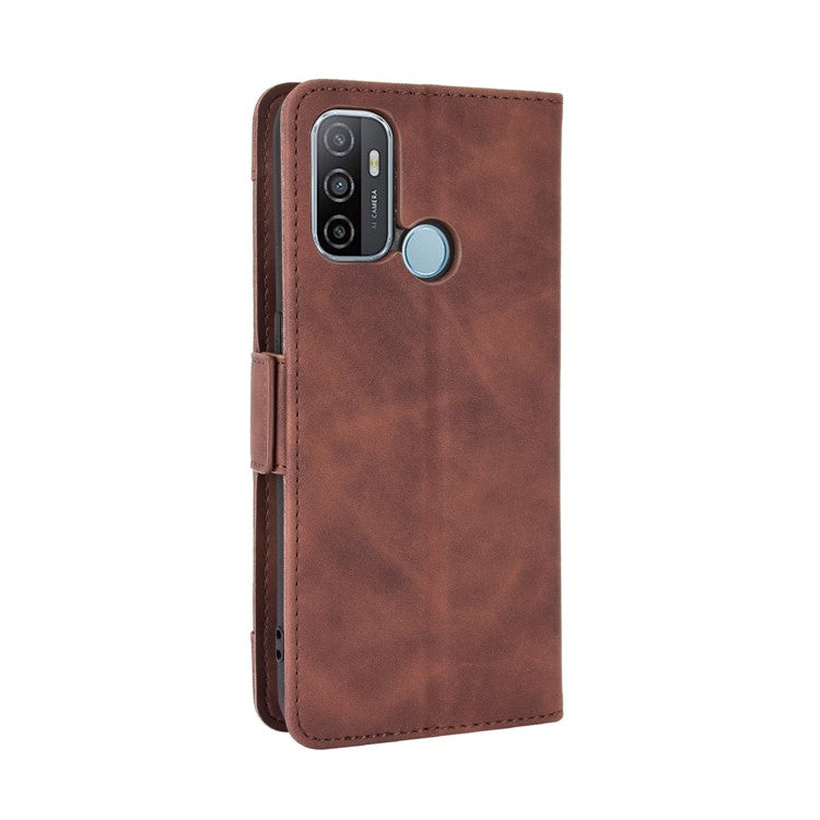 Multiple Card Slots Leather with Wallet Cell Phone Cover for Oppo A53/A32 (2020) - Brown