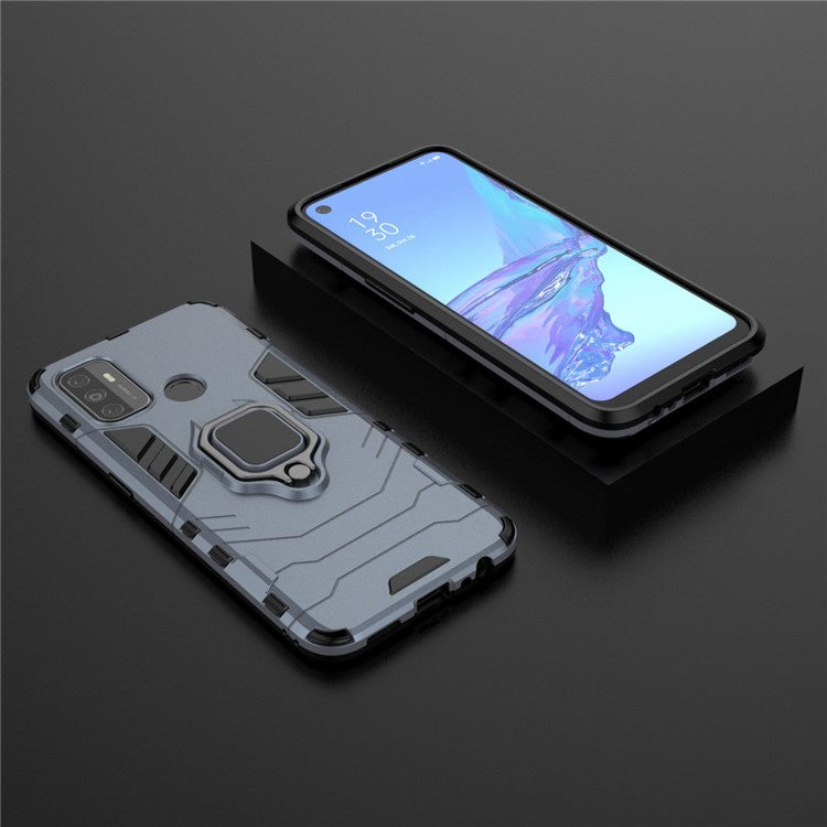 PC + TPU Finger Ring Kickstand Cover Hands-Free Viewing for Oppo A53/A32 (2020) - Blue