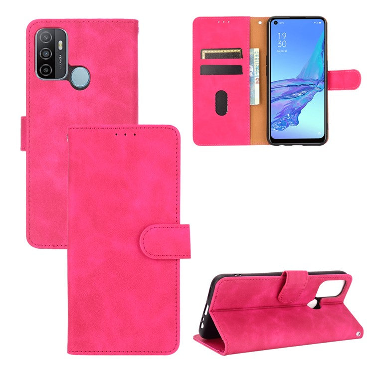 Silky Touch Leather Wallet Case for OPPO A53 (2020)/A32 (2020) - Rose