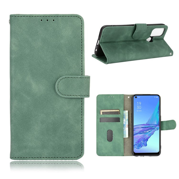 Silky Touch Leather Wallet Case for OPPO A53 (2020)/A32 (2020) - Green
