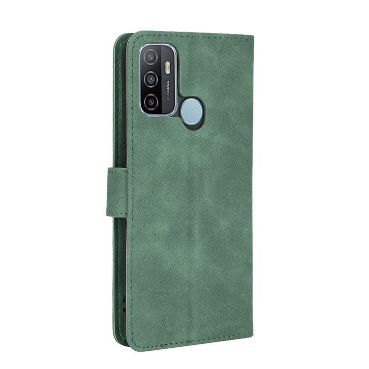 Silky Touch Leather Wallet Case for OPPO A53 (2020)/A32 (2020) - Green