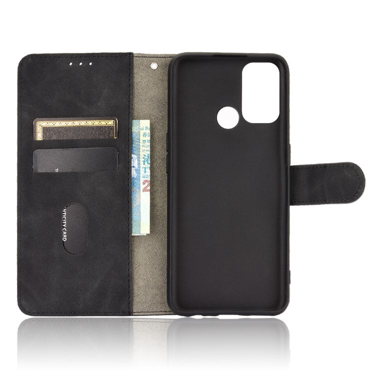 Silky Touch Leather Wallet Case for OPPO A53 (2020)/A32 (2020) - Black