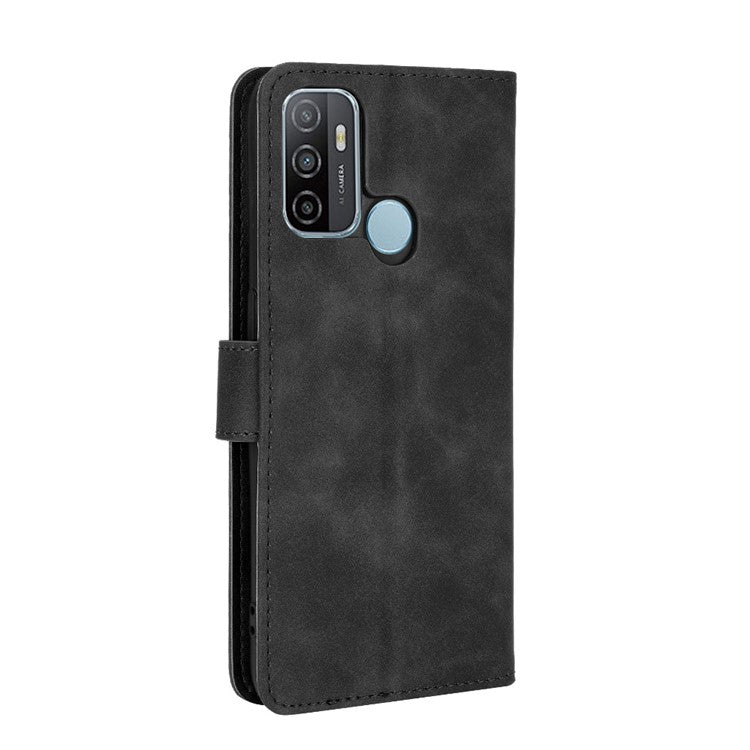 Silky Touch Leather Wallet Case for OPPO A53 (2020)/A32 (2020) - Black