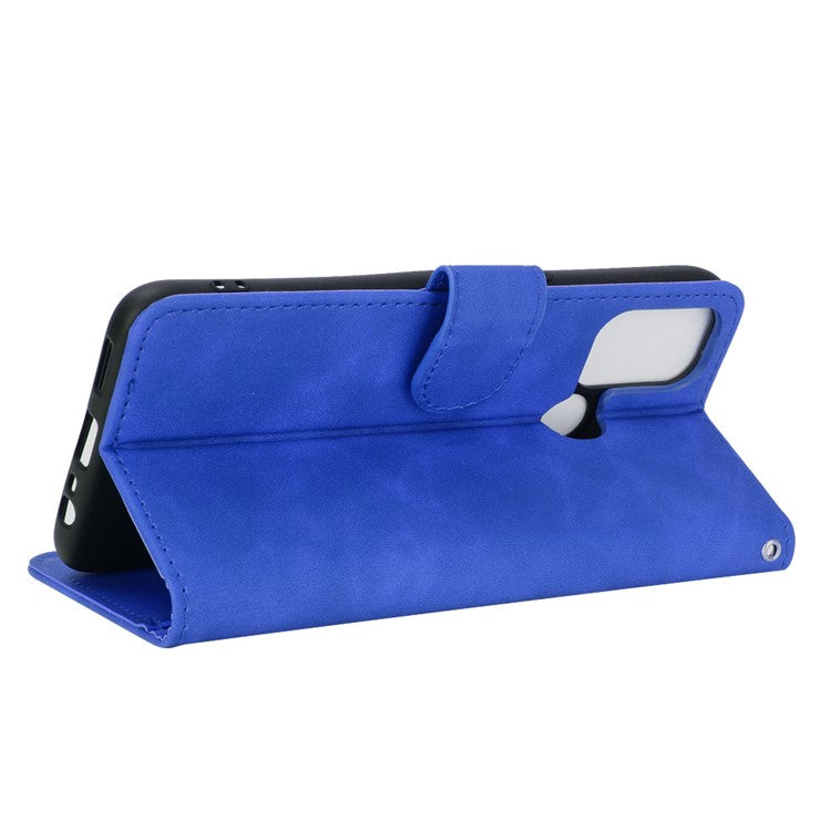 Silky Touch Leather Wallet Case for OPPO A53 (2020)/A32 (2020) - Blue