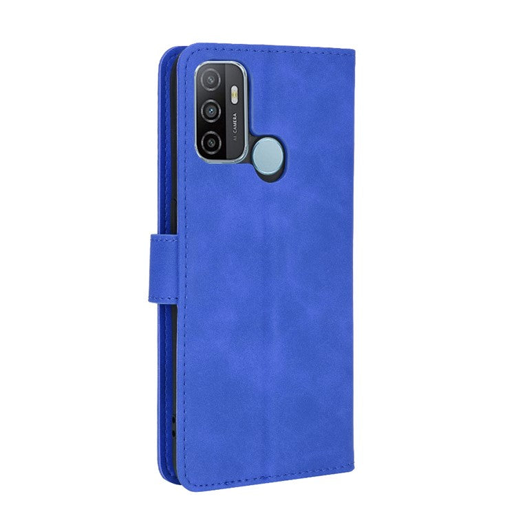Silky Touch Leather Wallet Case for OPPO A53 (2020)/A32 (2020) - Blue