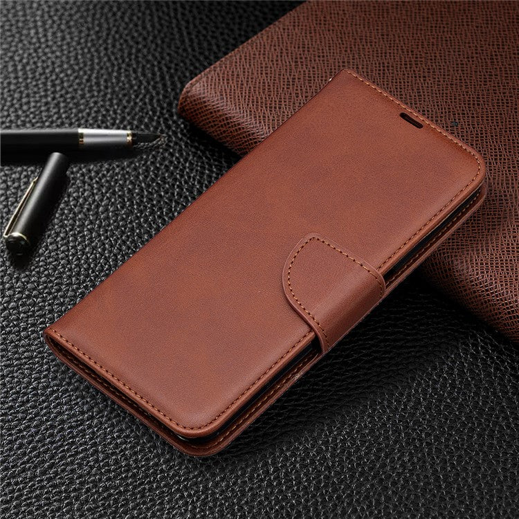 PU Leather Wallet Stand Phone Case for Realme 6 - Dark Brown