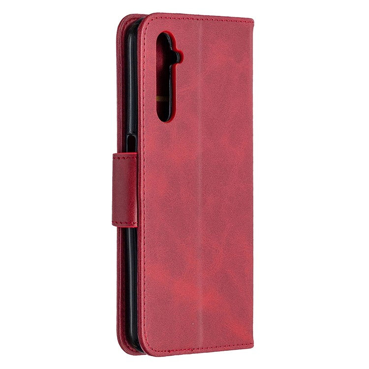 PU Leather Wallet Stand Phone Case for Realme 6 - Red