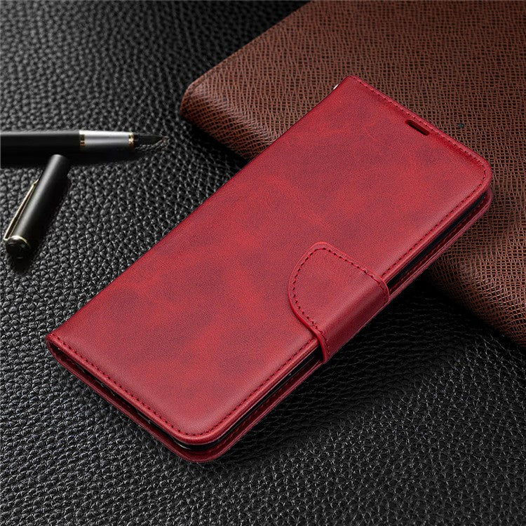 PU Leather Wallet Stand Phone Case for Realme 6 - Red