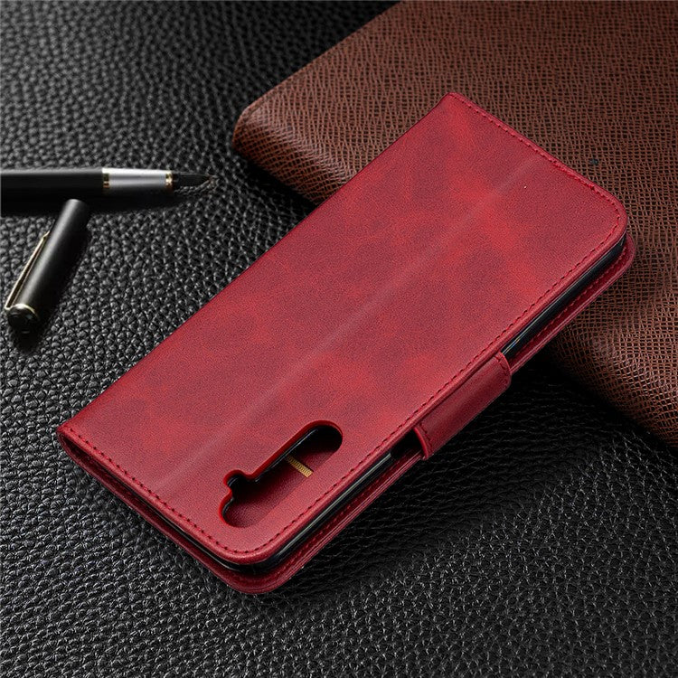 PU Leather Wallet Stand Phone Case for Realme 6 - Red