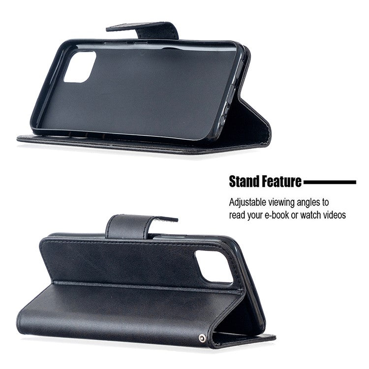 PU Leather Wallet Stand Phone Case for Realme C11 - Black